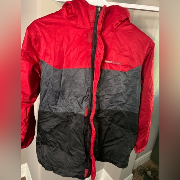 Kids Swiss Tech Medium (8) in red/grey color jacket. - Picture 2 of 6